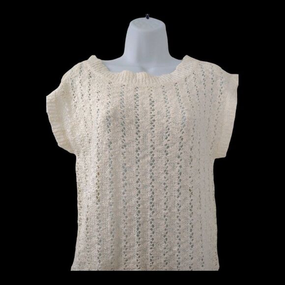 Charolette Russe Cream Knit‎ Sweater Top with Drawstring Hem Size Large  NWOT - Picture 4 of 7